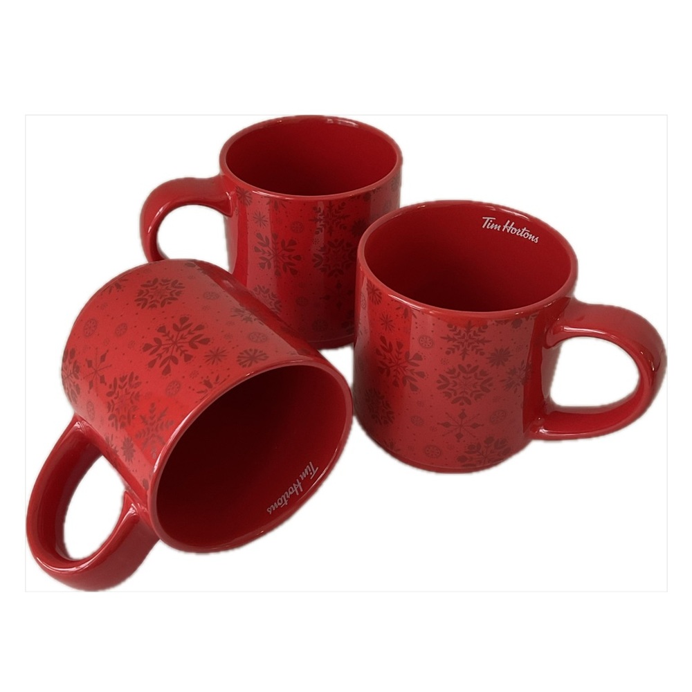 Tim Hortons Red Snowflake Mugs 2021 Edition Ceramic